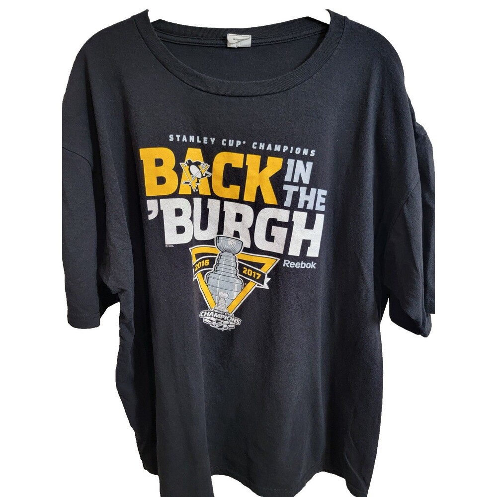 NHL 2017 Stanley Cup Champs Pittsburgh Penguins Mens T-shirt 2XL 2 sided